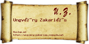 Ungváry Zakariás névjegykártya